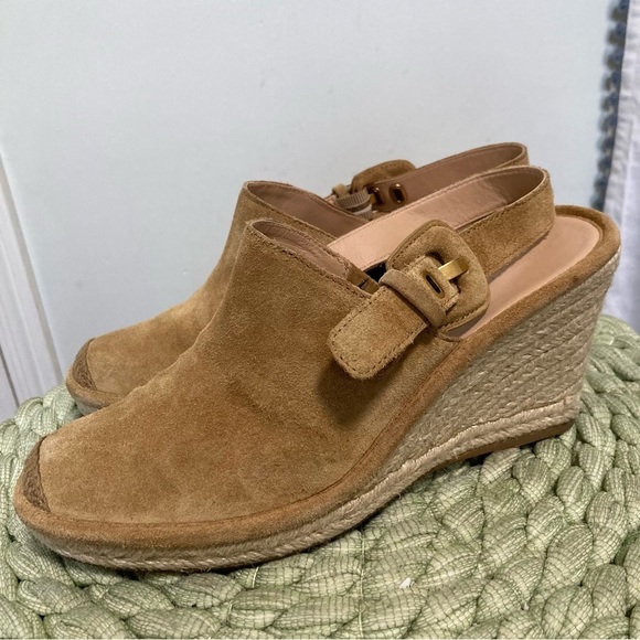 VERONICA BEARD Seki Tan Suede shoes Slingback Espadrille Wedges - Picture 3 of 10